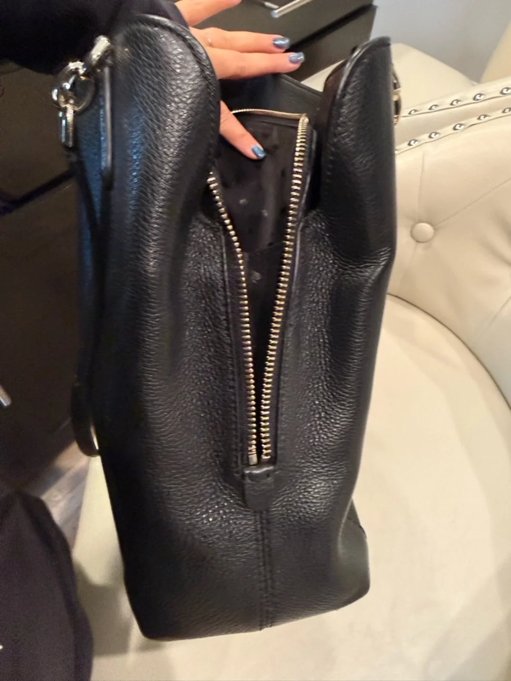 kate spade Black Pebbled Leather Shoulder Bag Leila 3 compartment bag - Picture 9 of 9